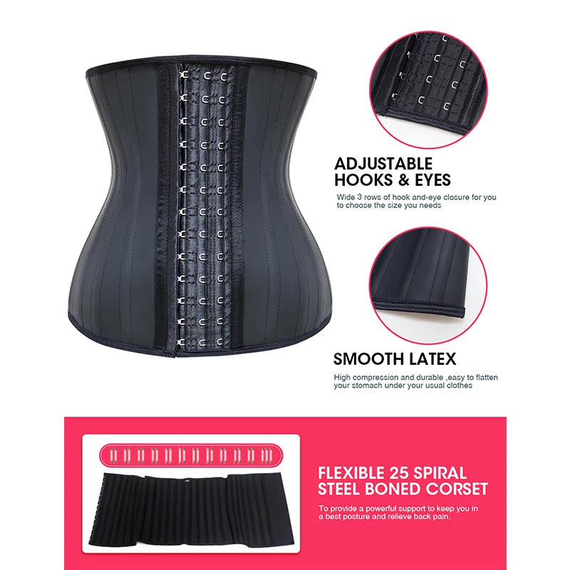 Fitness Waist Trimmer Belt Latex Waist Trainer Women's Corset Long Torso Waist Cinchers Hourglass Body Shaper Sports Girdles
