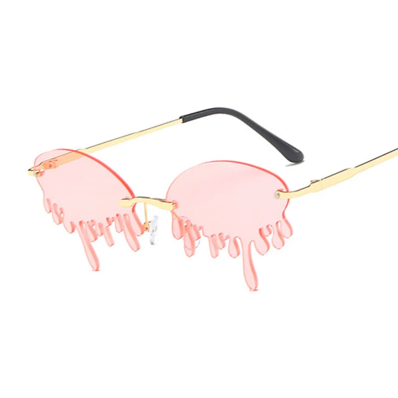 Fashion Rimless Sunglasses Woman Trendy Tears Shaped Sun Glasses Female Brand Designer Vintage Metal Frameless Oculos De Sol
