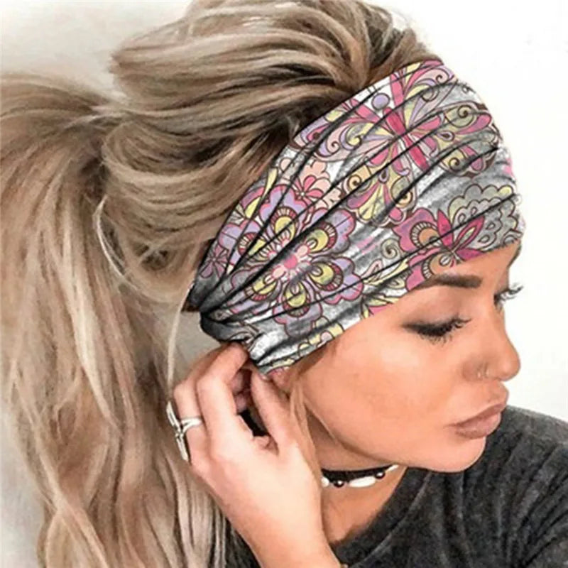 Women Hair Bands Headband Bohemian Sports Run Bandage Elastic Girl Wide Headband Print Wide Headwrap Headpiece Hairband Ladies