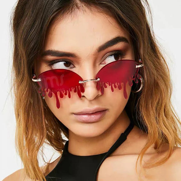 Fashion Rimless Sunglasses Woman Trendy Tears Shaped Sun Glasses Female Brand Designer Vintage Metal Frameless Oculos De Sol Wofashion.xyz