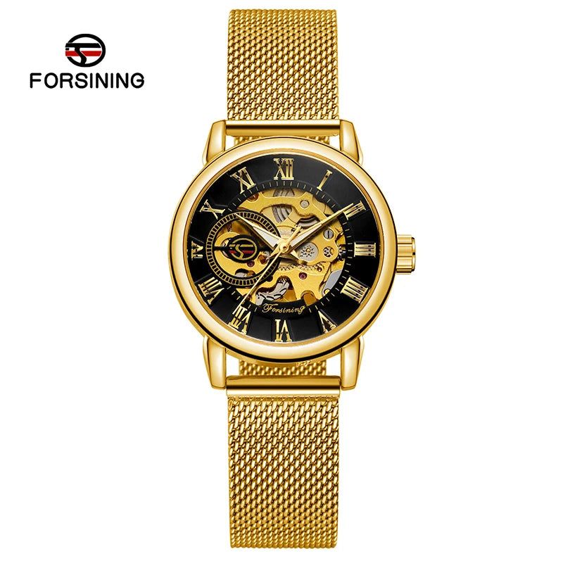 Reloj Mujer FORSINING Fashion Woman Watch Mechanical Automatic Movement Wristwatch Mesh strap Band Female Mechanical Watch Hot