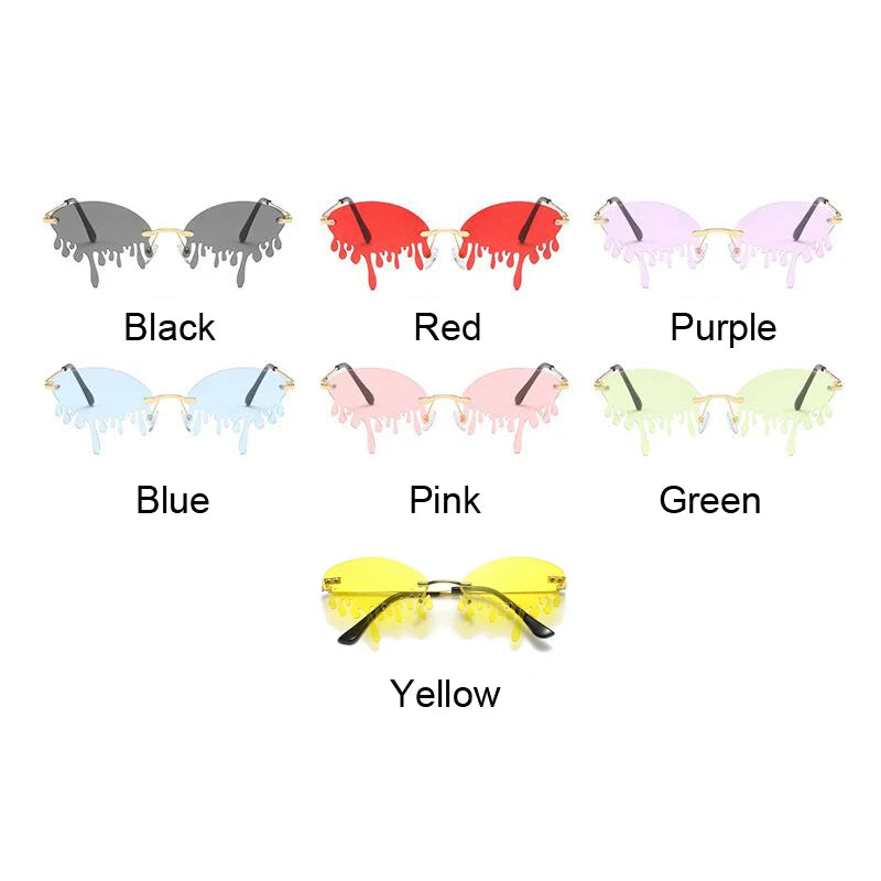 Fashion Rimless Sunglasses Woman Trendy Tears Shaped Sun Glasses Female Brand Designer Vintage Metal Frameless Oculos De Sol