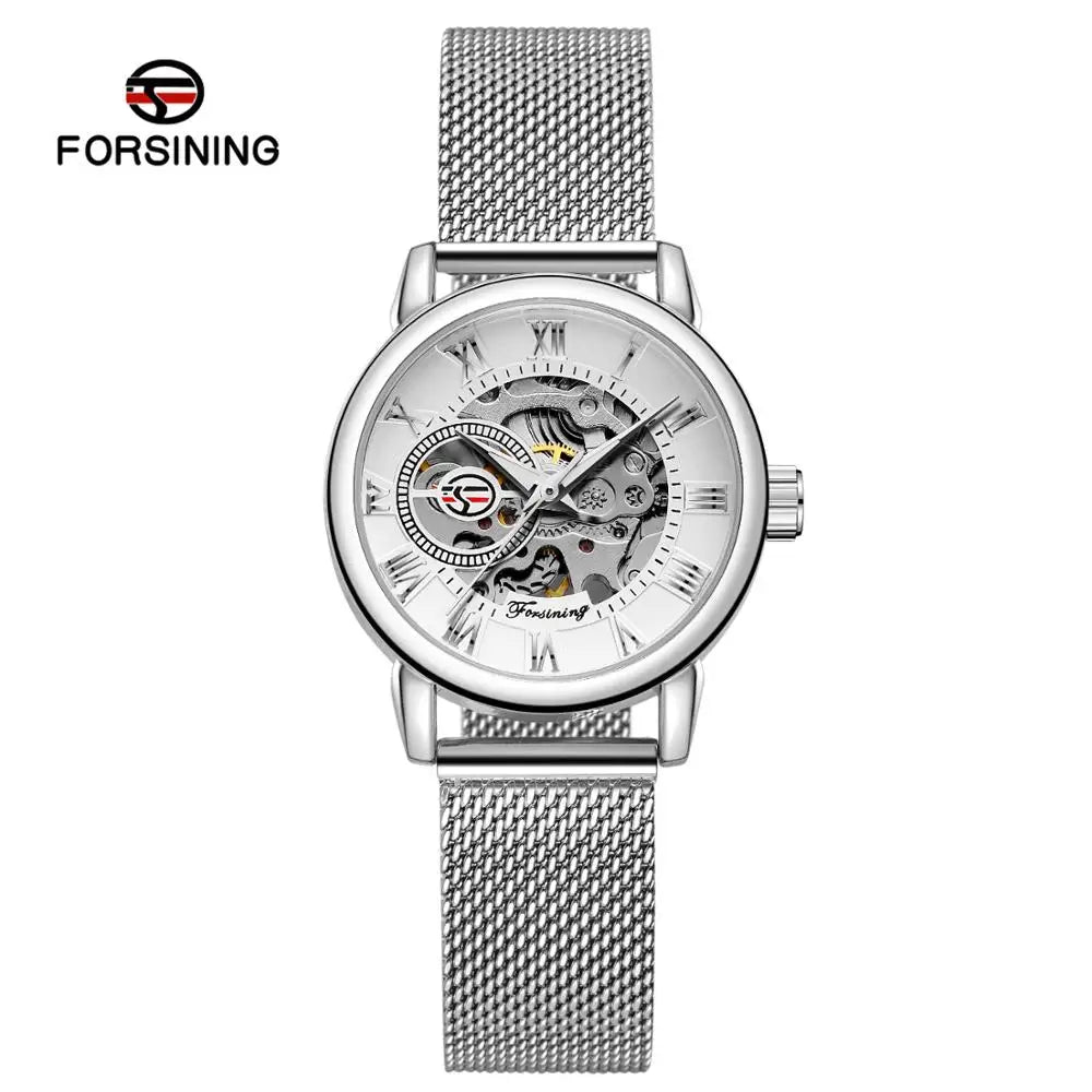 Reloj Mujer FORSINING Fashion Woman Watch Mechanical Automatic Movement Wristwatch Mesh strap Band Female Mechanical Watch Hot Wofashion.xyz