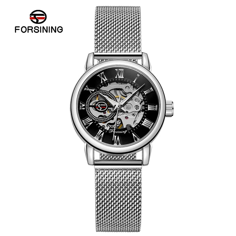 Reloj Mujer FORSINING Fashion Woman Watch Mechanical Automatic Movement Wristwatch Mesh strap Band Female Mechanical Watch Hot
