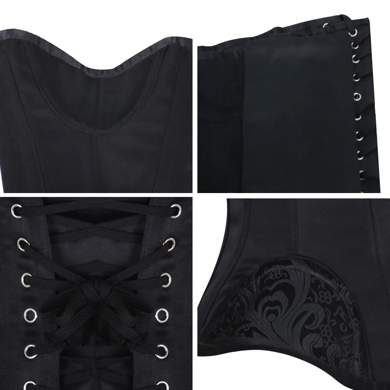 BurVogue Steampunk Lace Up Corset Slimming Body Shaper Women Gothic Embroidery Waist Trainer Short Underbust Waist Cincher