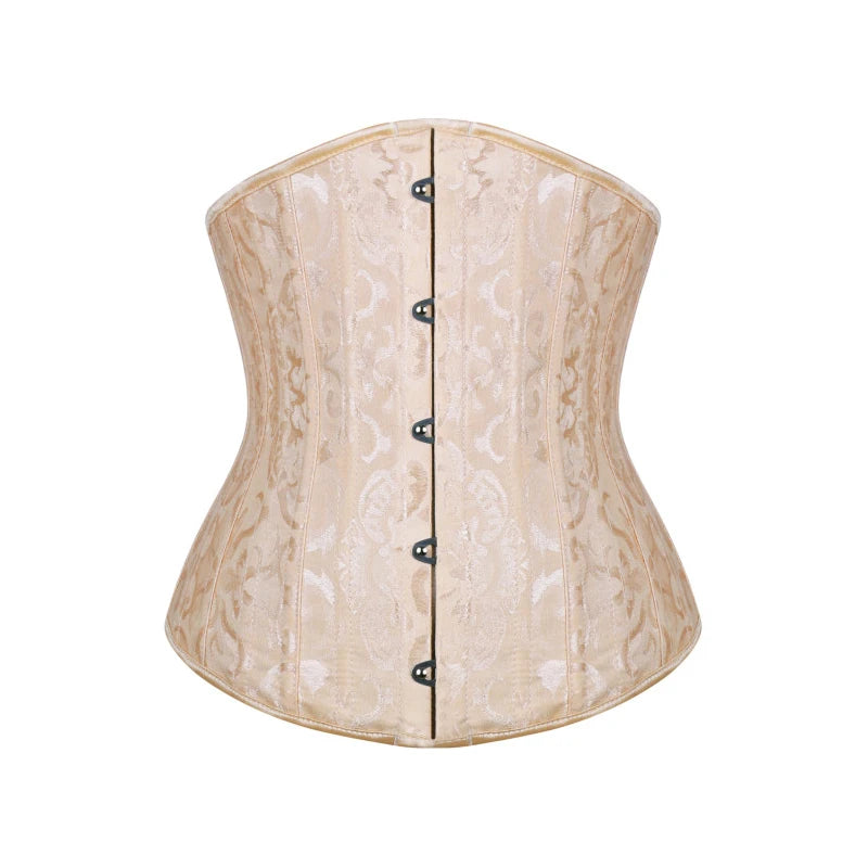 BurVogue 24 Steel Bones Faja Waist Trainer Slimming Underwear Sheath Flat Belly Corset Shapewear Woman Tummy Control Body Shaper