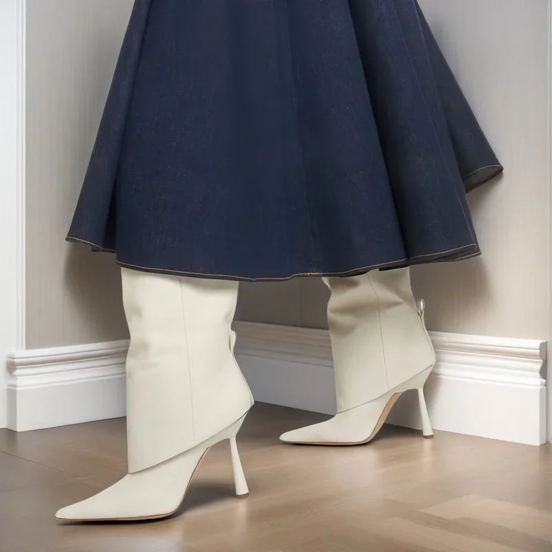 Women's Fashion Retro Stone Pattern Pointed Sleeve Skirt Boots European and American High End Loose Pants Banquet Boots