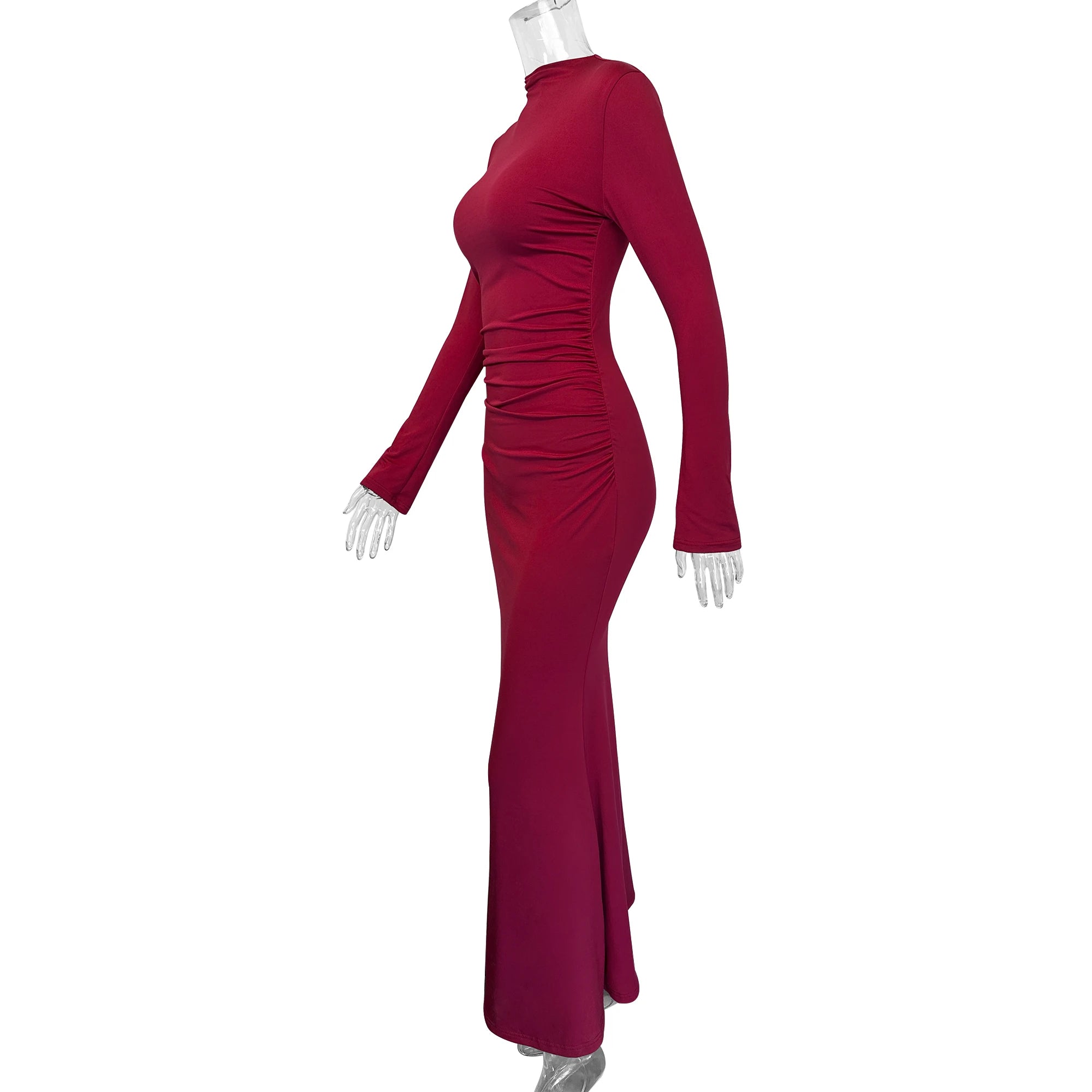 Women's Fashionable High-End Long Sleeved Round Neck Slim Fit Dress For Autumn  Winter Women's Street  Beach Party Long Dress