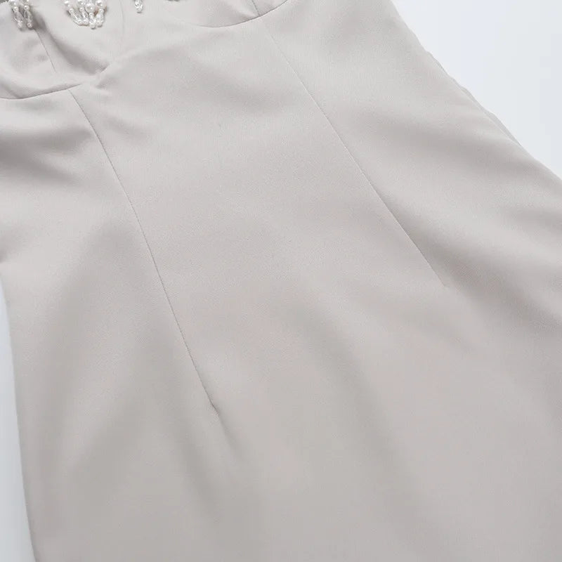 NIDANSSI Beading Split Evening Club Party Dress Women Robes Backless Elegant Sexy Dress Bodycon Midi Long Summer Dress Vestidos