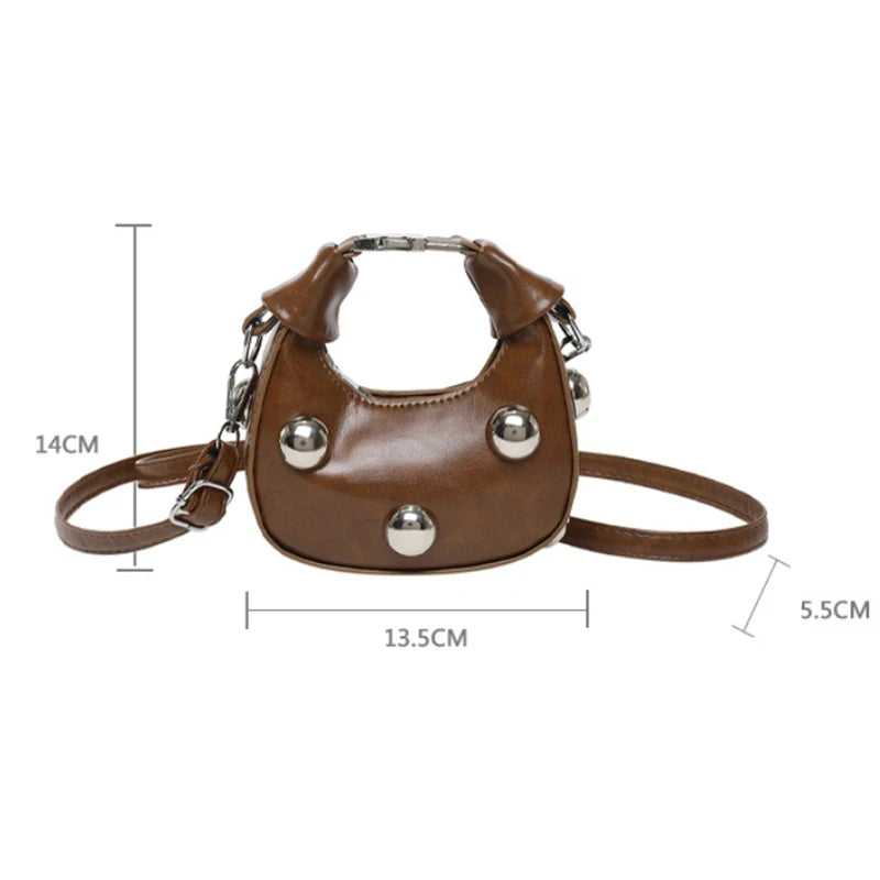Luxury Satchel Rivet Small Dumpling Purse Personalized Mini Handbag Ladies Fashion Shoulder Bags Solid Color Crossbody Bag