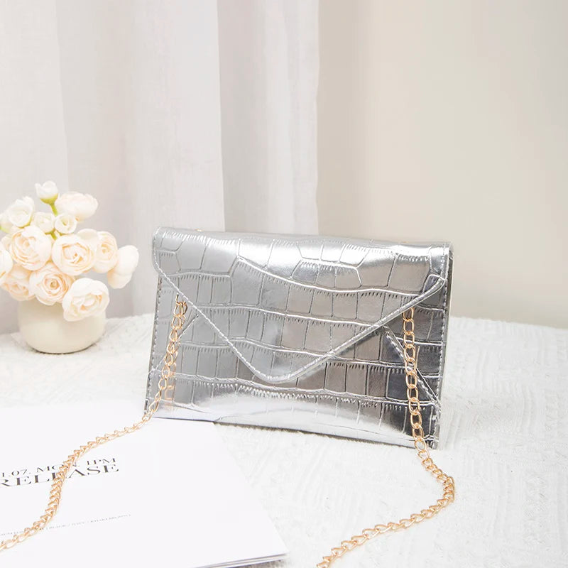 Gold Silver Evening Bag Women Elegant Fashion Banquet Clutch Chain Shoulder Bags Luxury Purse Female Wedding Party Bags Wallet