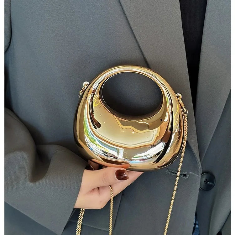 Mini Golden Evening Bag Purses and Handbags Luxury Designer Shoulder Bags Funny Shape Party Wedding Acrylic Shiny Clutch Purse