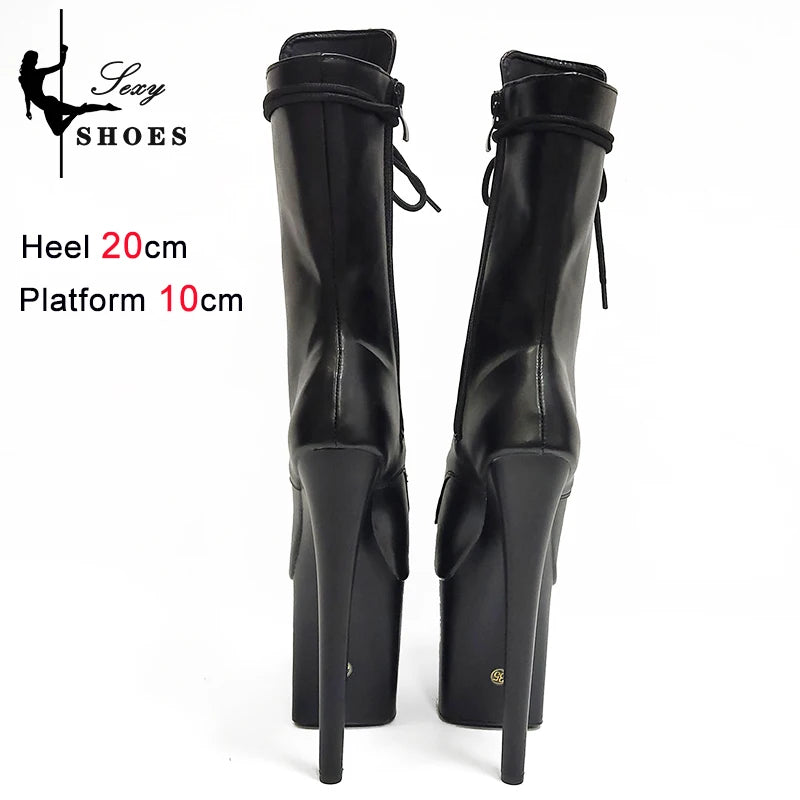 20CM Thin Heels Ankle Boots Extended Shoes length Platform Peep Toe High Heels Pole Dance Shoes Women Side Zipper Botas Mujer