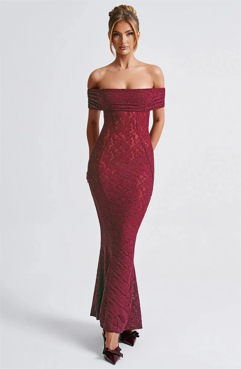 Mozision Hollow Out See Through Sexy Maxi Dress Women Elegant Off-shoulder Strapless Backless Sleeveless Club Party Dress