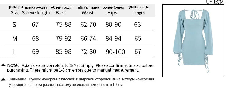 NIDANSSI Lantern Long Sleeve Backless Lace Up Autumn Dress Women Robes Elegant Evening Party Dress Bodycon Mini Dress Vestidos