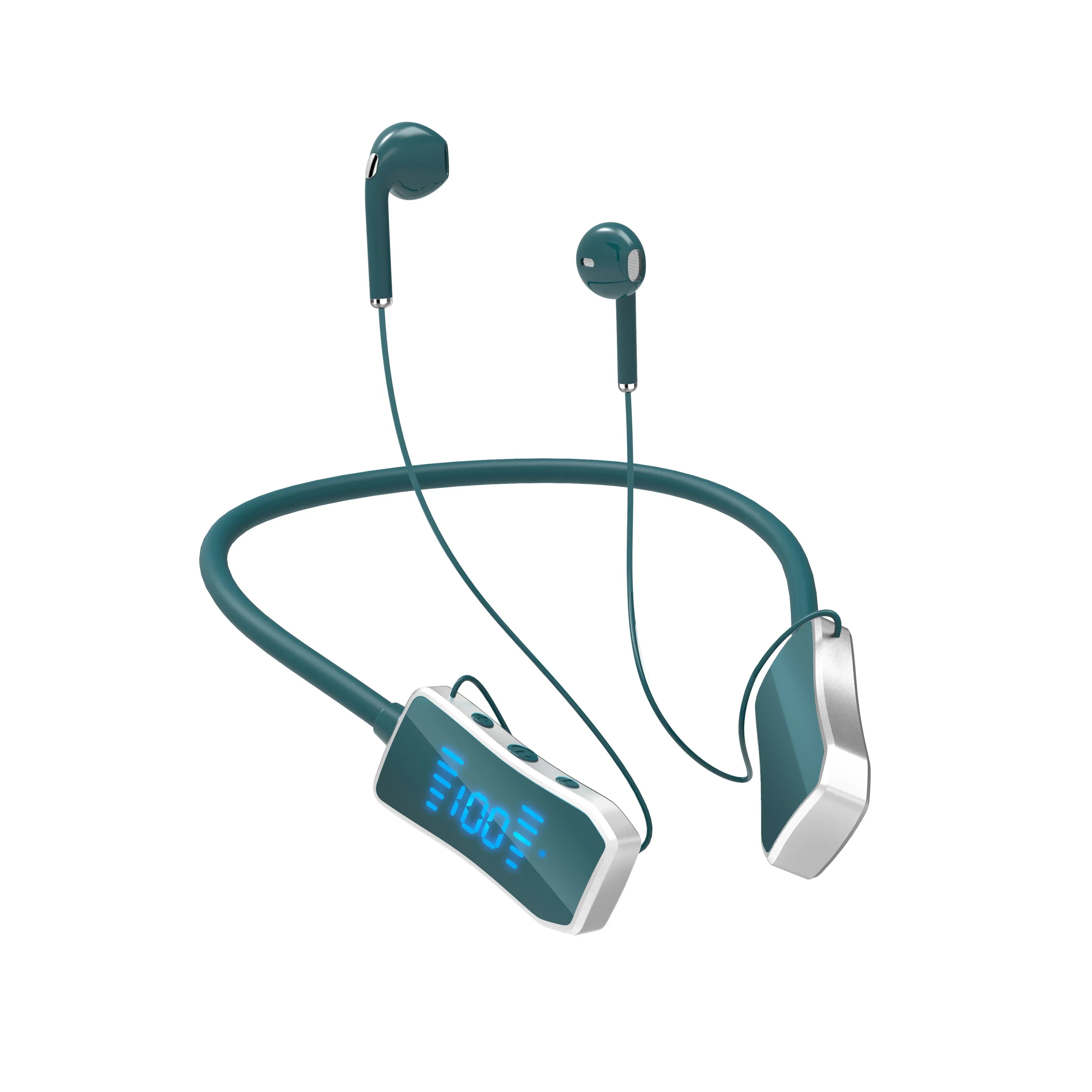 LED Display Stereo Wireless Bluetooth Earphones Magnetic Hanging Neck Headphones Headset Sports Gamer Headsets Noise Reduction