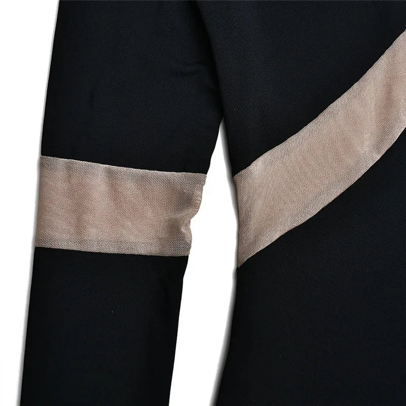 Mozision Turtleneck Long Sleeve Bodycon Maxi Dress For Women Autumn New Patchwork Hollow Out Club Party Sexy Long Dress Vestidos