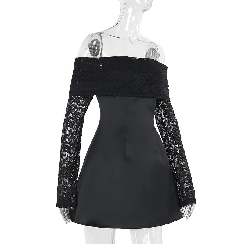 NIDANSSI White Lace Strapless Pleated Evening Party Dress Women Backless Elegant Sexy Dress Bodycon Mini Winter Dress Vestidos