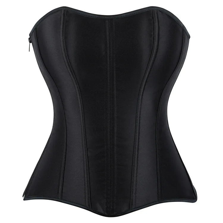 White Sexy Corsets Bustiers for Women Overbust Corset Top Corselet Satin Up Zipper Corsetto Shaper Gothic Korsett Black