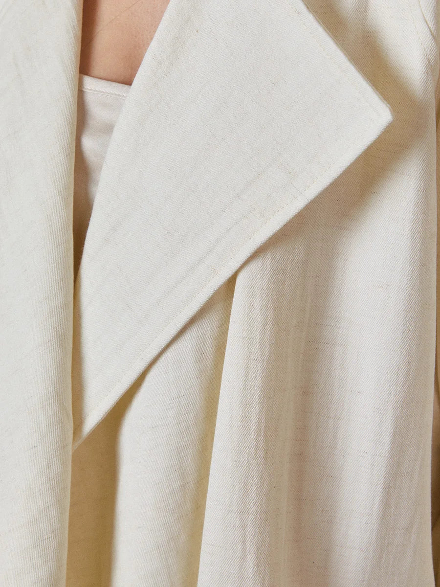 Lautaro Spring Autumn Oversized Long Linen Trench Coat for Women Sashes Loose Casual Flowy Korean Fashion Clothes Overcoat 2025