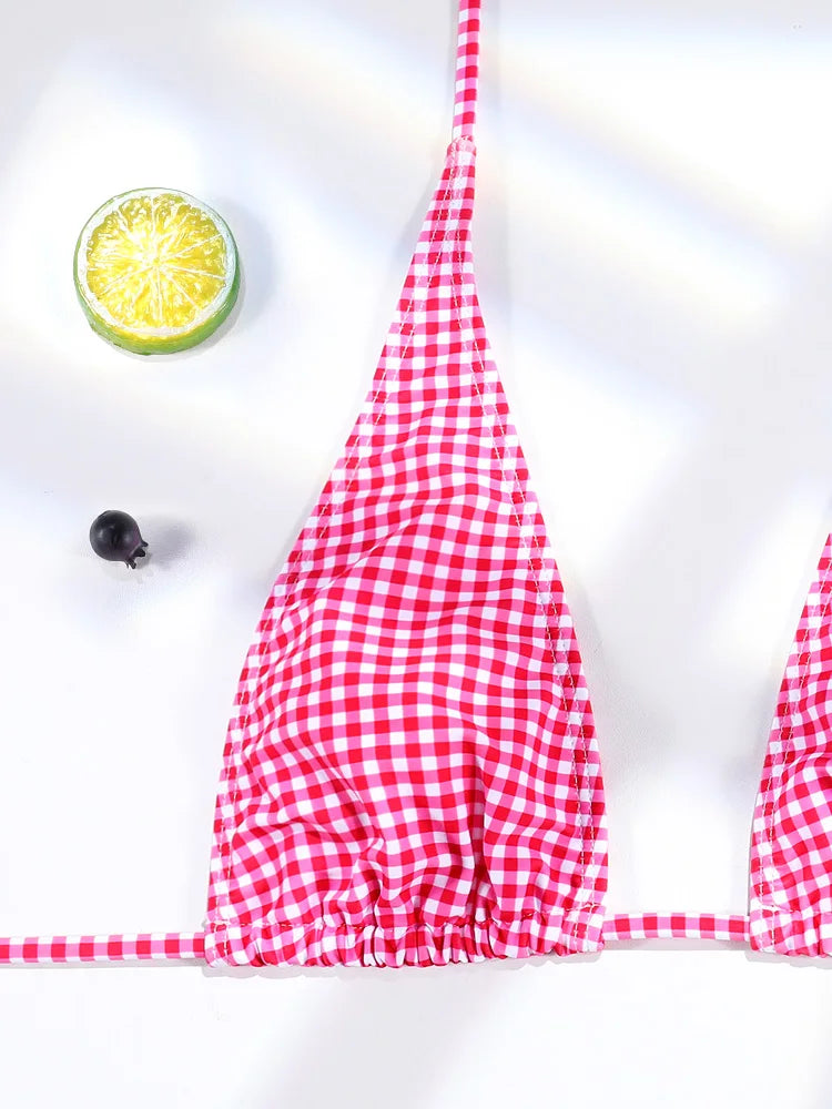 Sexy Bikinis Plaid Swimsuit Print Swimwear For Women 2025 Bathing Suits Push Up Bikini Low Waist Sets Two Piece Suit Summer