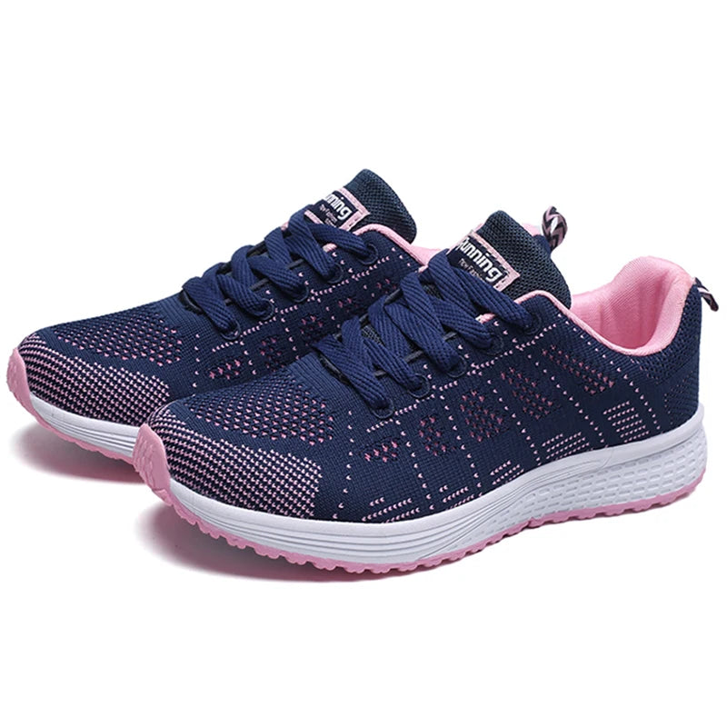 Sneakers For Women Fashion Breathable 2025 New Comfortable Soft Sneakers Women Mesh Fabric Lace Up Woman Shoes Female Footwear