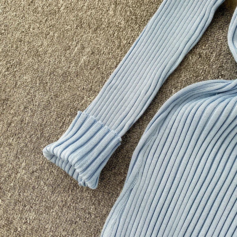 Women's Knitted Midi Dr Pure Color Long Sve Slim Fit High Waist V-Ne Korean Sle Faionable Autumn Winter Dr