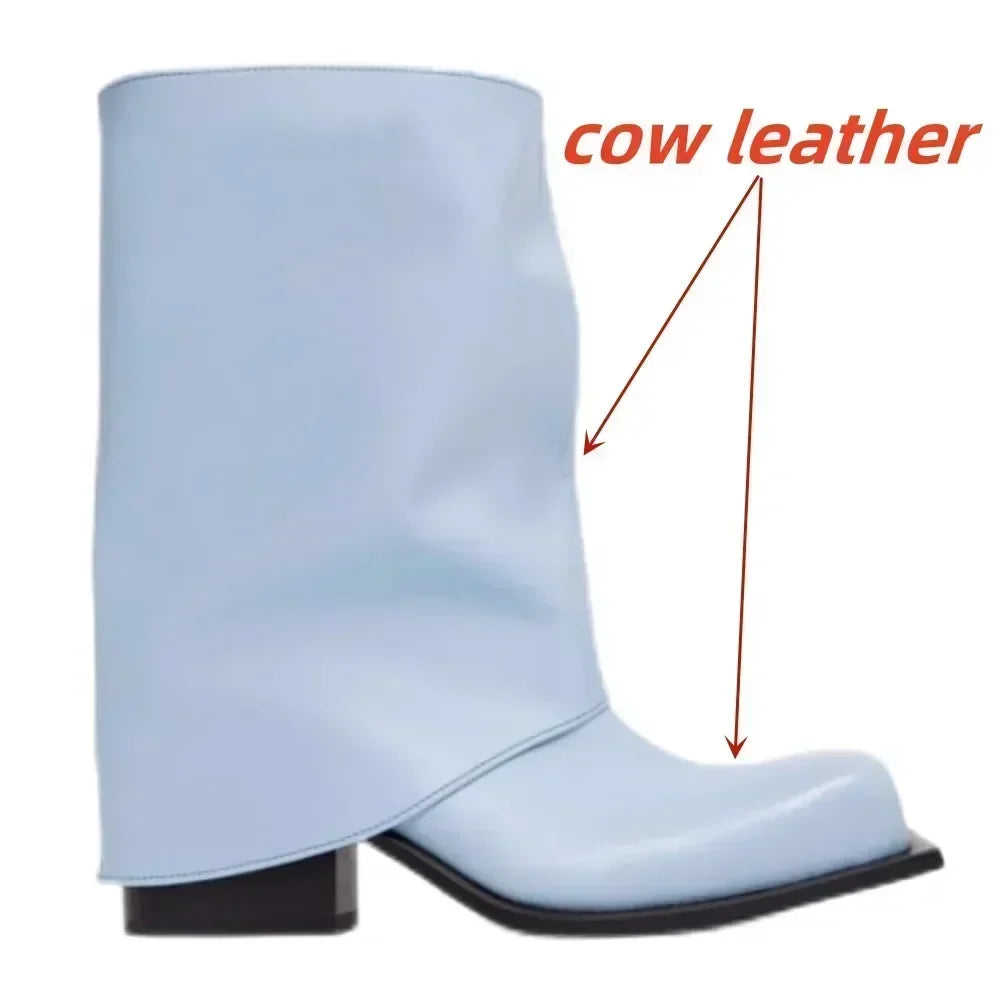 New Large Walled Flat Bottomed Round Toe Sleeve Knee High Pleated Women's Boots Retro Knight Boots Shoes for Women