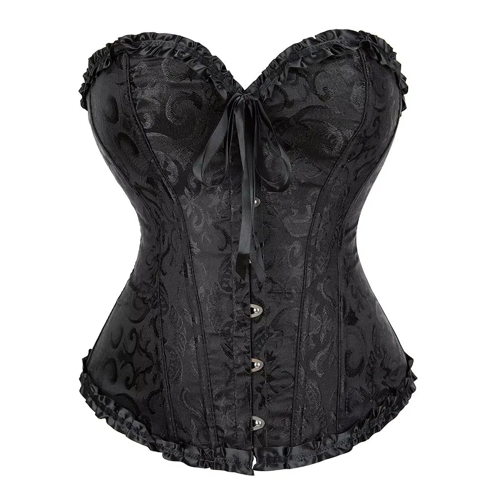 European and American court style corset jacquard lace back strap adjustable waist molding belly supporting bone shapewear 8111
