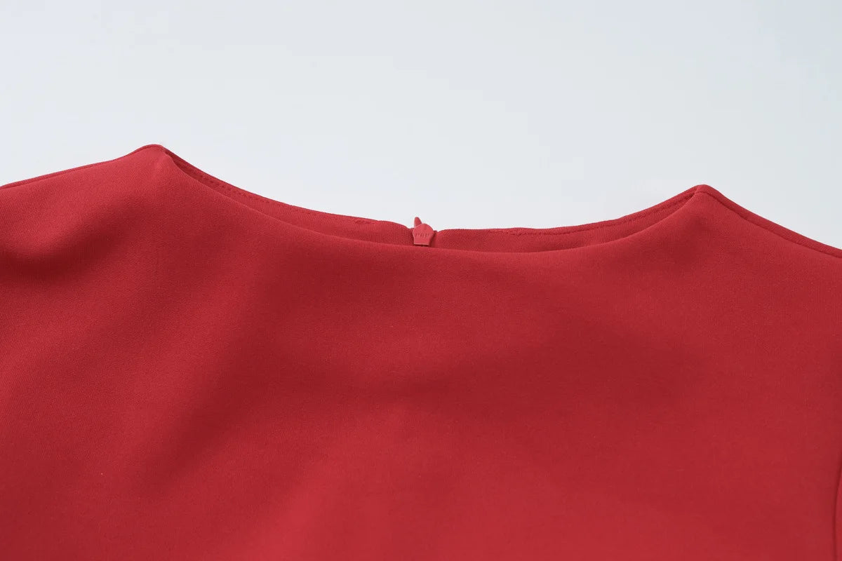 NIDANSSI Red Long Sleeve Evening Party Dress Women 2024 Pleated Robes Elegant Sexy Dress Bodycon Mini Winter Dress Vestidos