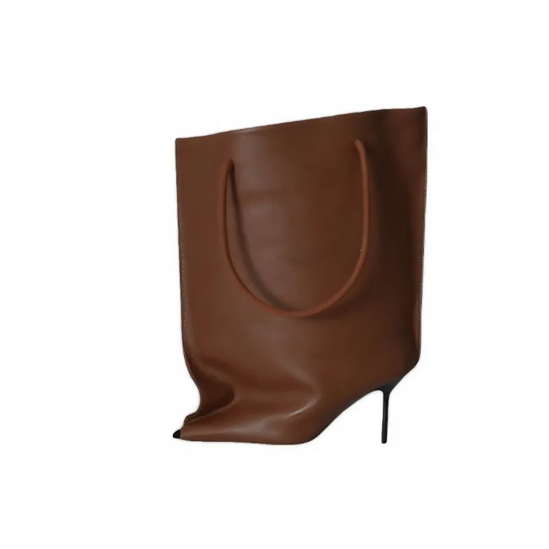 2025 Autumn/Winter New Pointed Boots - Wide Sleeve Mouth Stiletto High Heel Pocket Boots, Fashionable Women's Sexy Banquet Shoes