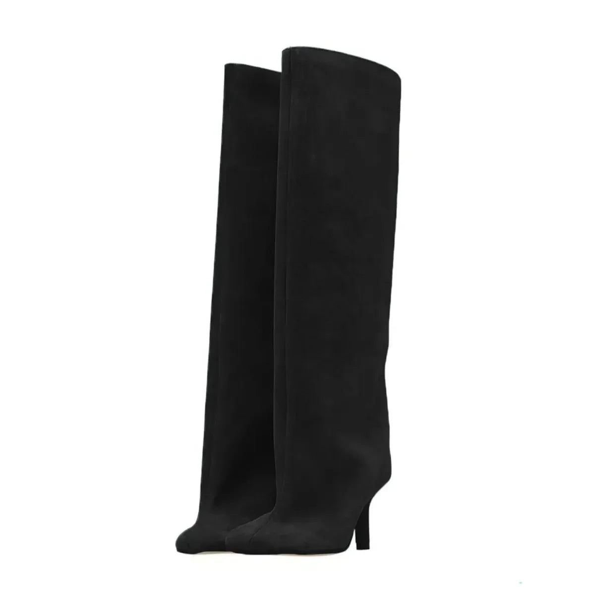 2024 European and American Fashion Stiletto Heels Wide Leg Knee Sleeve Boots Women's Square Head Suede Warm Boots