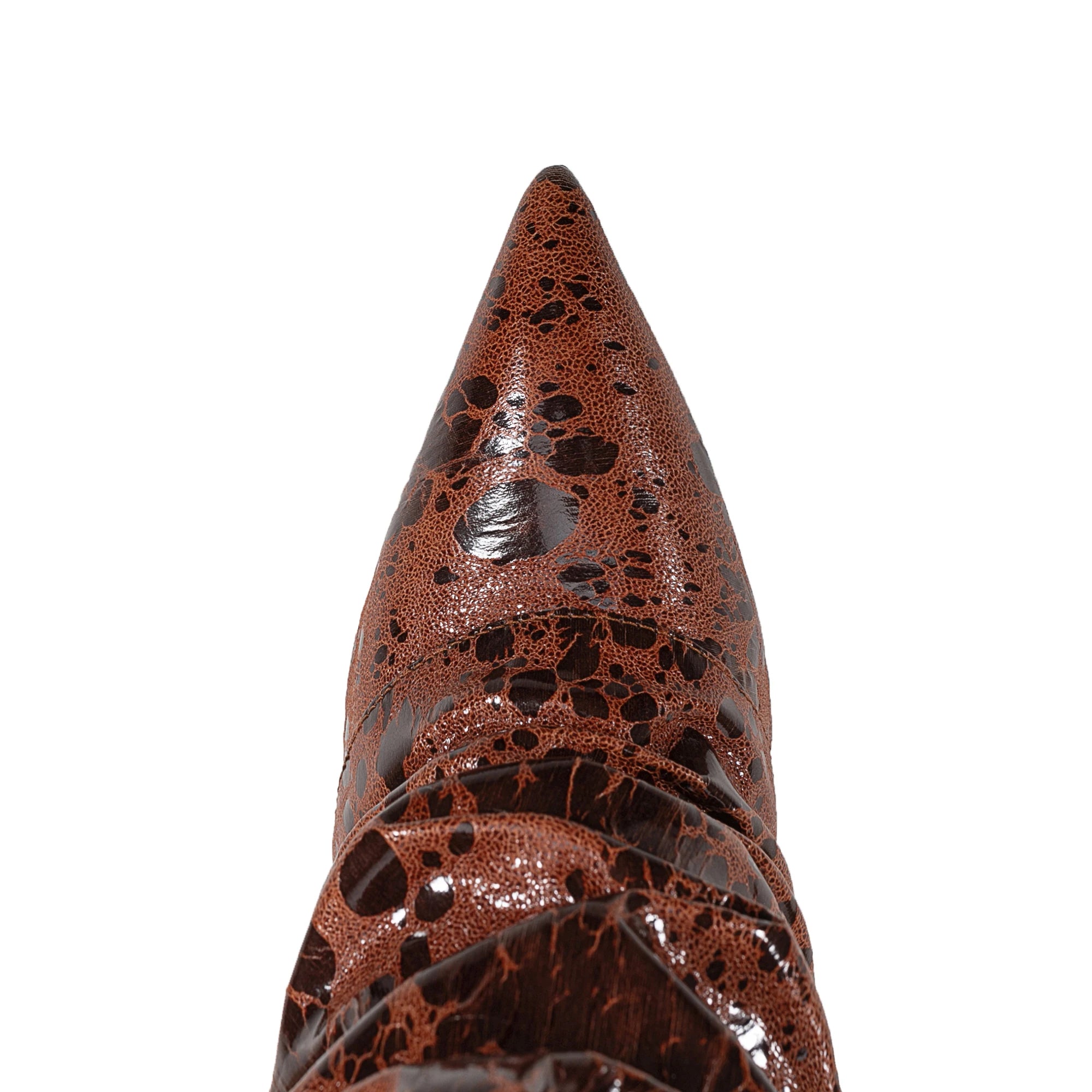 2025 European AndAmerican Women's Autumn and Winter Super Migration Coarse High Heels Fashion Pleated Pointed Sleeve Skirt Boots