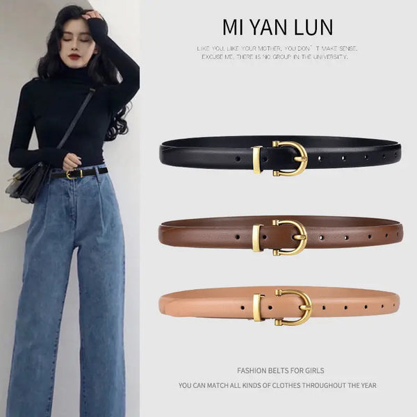 Luxury Designer Women Belt Genuine Leather Female Fashion Metal Belt Buckle Waistband 3 Colors High Quality Trend Belt Lady New Wofashion.xyz