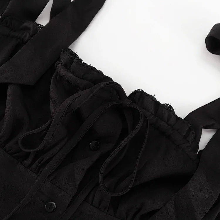 Mozision Sleeveless Ruffled Sexy Mini Dress For Women Robe Spaghetti Strap Backless Lace-up Bodycon Dress Elegant Clubwear