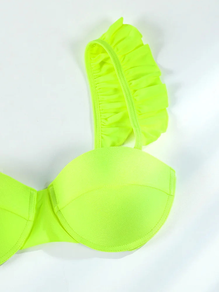 Yellow Bikini Solid Swimwear 2024 Swimsuit Women Low Waist Bathing Suit Summer Beach Wear