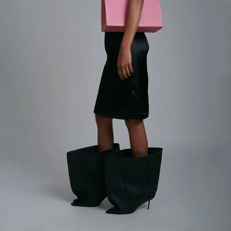 European and American Light Luxury Small Fragrance Fashion, Slim High Heels, Short Boots, Women's Sexy Big Tube Fashion Shoes