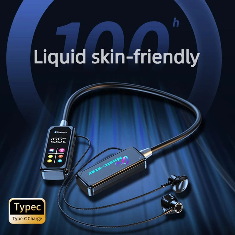 Bluetooth 5.4 Earphones With HD Screen Wireless Headsets Neckband Headphones HiFi Stereo Noise Reduction Earbuds For Live 2025 Wofashion.xyz