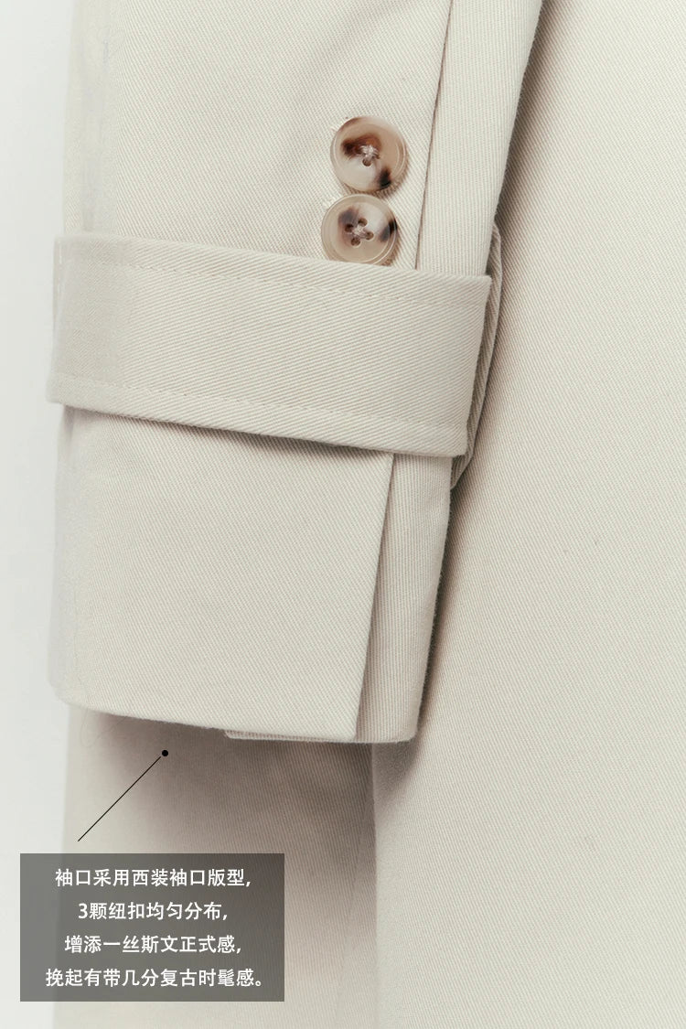 Lautaro Autumn Cool Long Trench Coat for Women Removable Sailor Collar and Pockets Belt Runway Fashion Luxury Designer Clothes