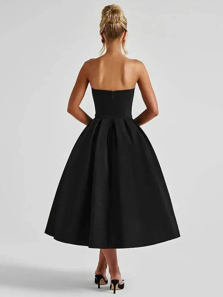 Mozision Off-shoulder Strapless Sexy Midi Dress Women Summer Fashion Sleeveless Backless High Waist A-line Club Long Dress