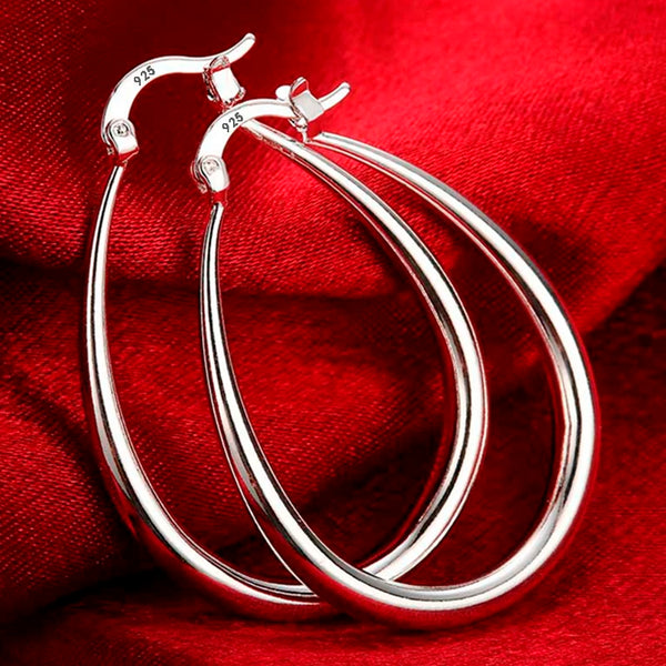 925 Sterling Silver 41MM Smooth Circle Big Hoop Earrings For Women Fashion Party Wedding Accessories Jewelry Christmas Gifts Wofashion.xyz