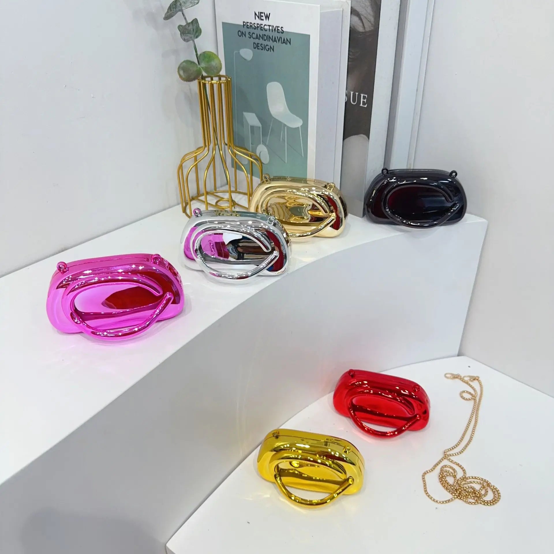 Mini Gold Acrylic Metal Closure Box Clutch Bag Women Evening Wedding Party Cute Purse Handbags Silver 2025 Spring New Fashion