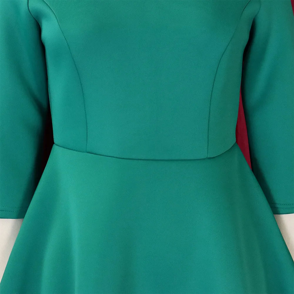 Elegant Party Dress for Woman 2024 Modern O Neck Three Quarter Sleeve High Waisted A Line Mid Calf Birthday Dinner Wedding Cloth