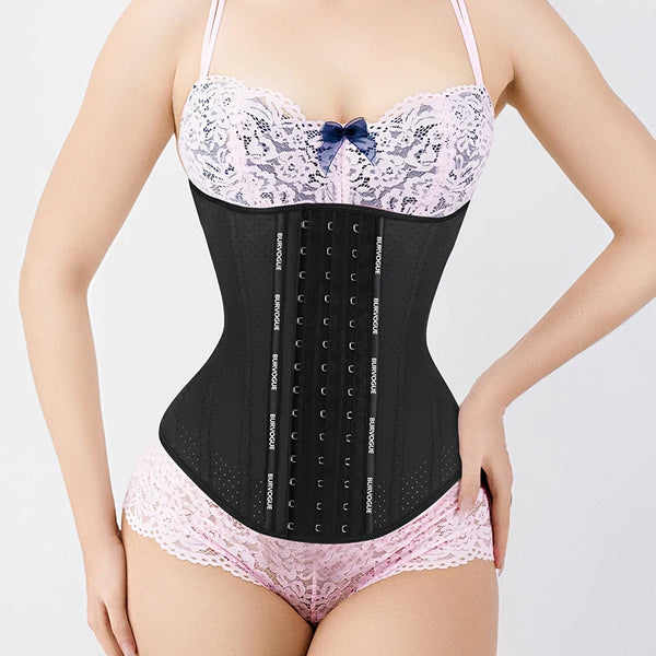 BurVogue 17 Steel Boned Underbust Waist Trainer Corset Latex U-shaped Waist Cincher Girdles Tummy Control Hourglass Body Shaper Wofashion.xyz