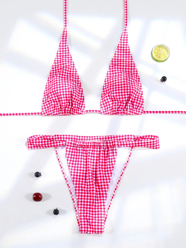 Sexy Bikinis Plaid Swimsuit Print Swimwear For Women 2025 Bathing Suits Push Up Bikini Low Waist Sets Two Piece Suit Summer Wofashion.xyz