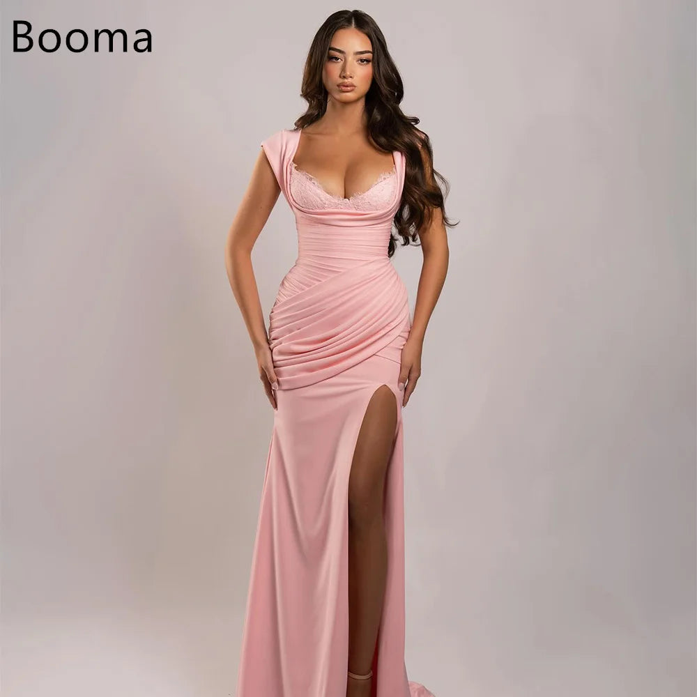 Booma Mermaid Off The Shoulder Simple Prom Dresses Formal Gowns for Women Lace Side Split Pleat Evening Dress Customized 2025 Wofashion.xyz