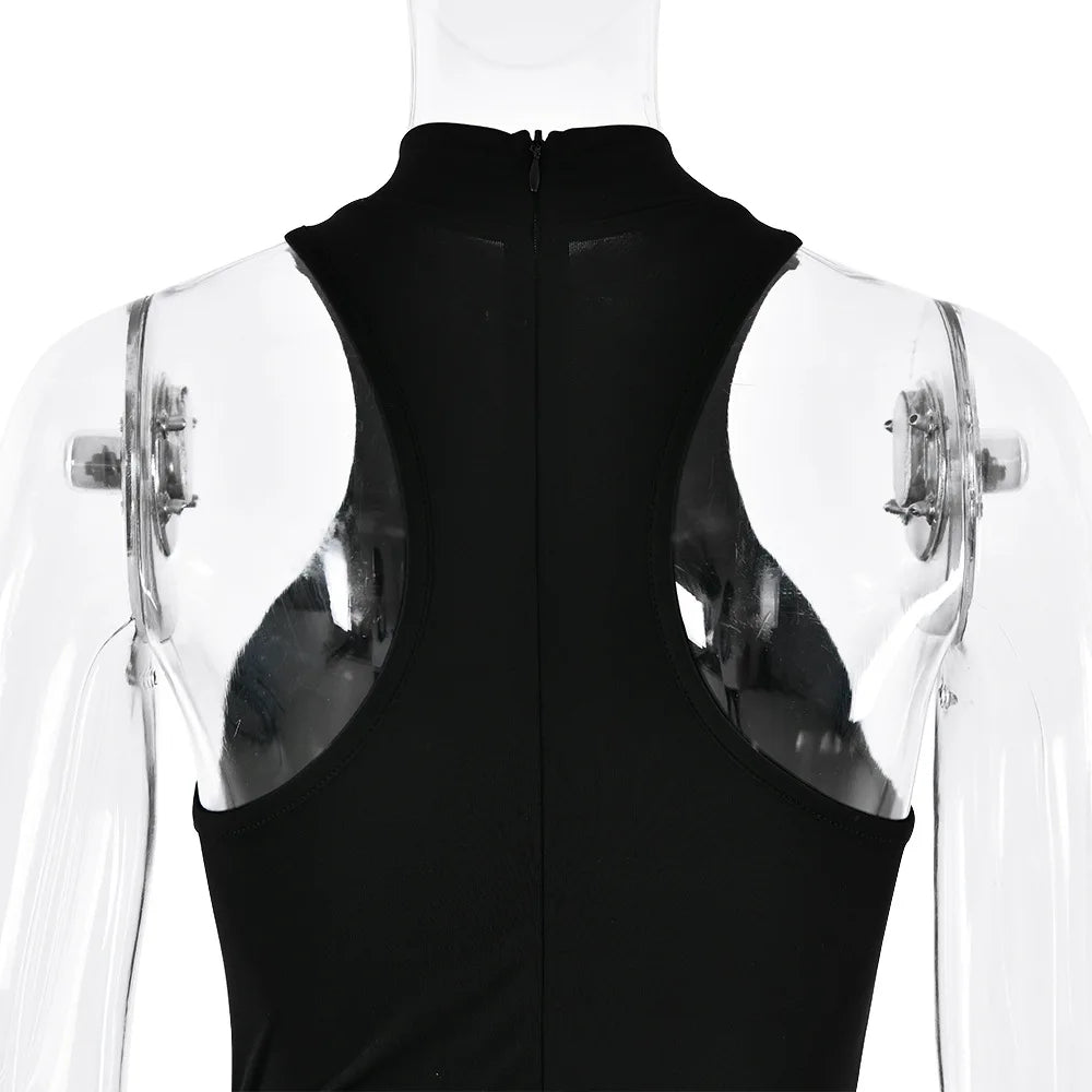 Mozision Women Sexy Party Club Evening Bodycon Sleeveless Long Dress Backless Soild Color Elegant Summer Dress