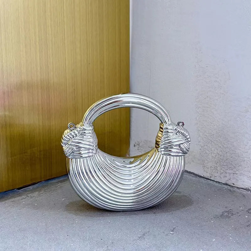 Mini Golden Evening Bag Purses and Handbags Luxury Designer Shoulder Bags Knot Noodle Party Wedding Acrylic Shiny Clutch Purse