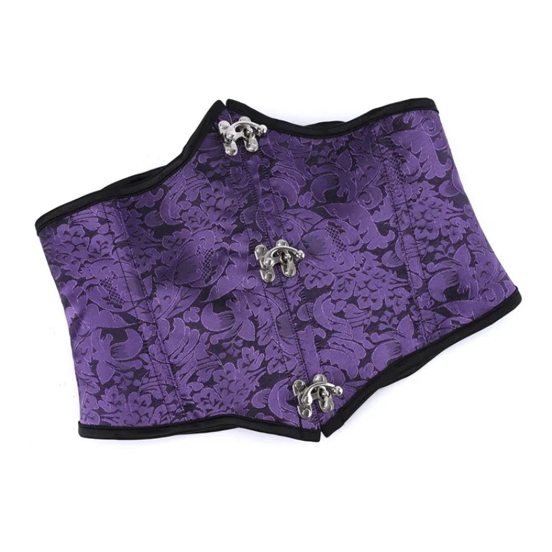 Underbust Purple Corset Woman Belt Plus Size Top Short Plastic Boned Girdles Slimming Waist Shapers Gothic Clothing Bodice