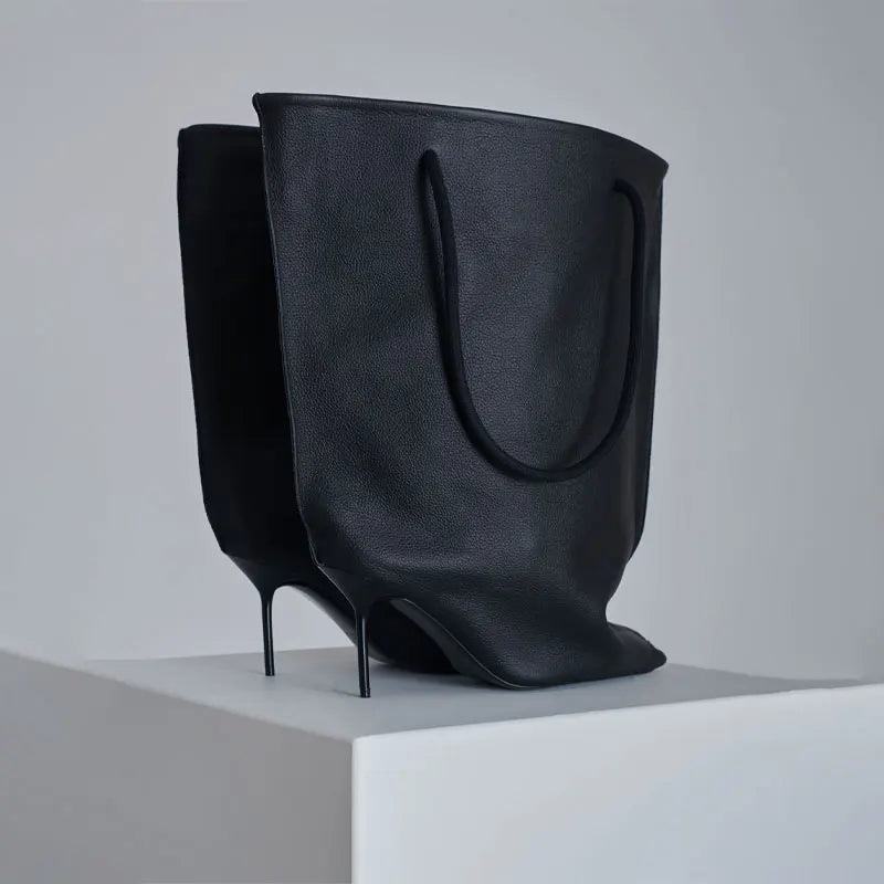 2025 Autumn/Winter New Pointed Boots - Wide Sleeve Mouth Stiletto High Heel Pocket Boots, Fashionable Women's Sexy Banquet Shoes